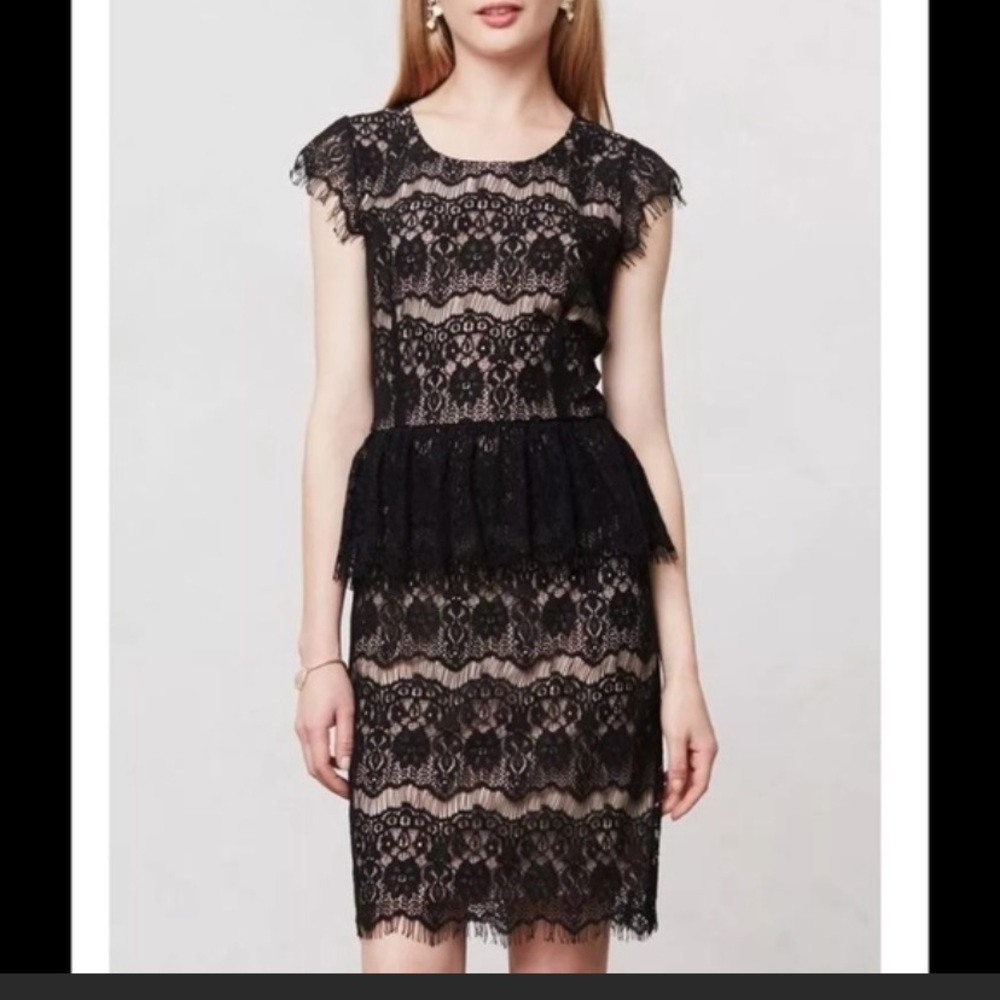 Anthropologie Maeve Elsa peplum dress black S NWT